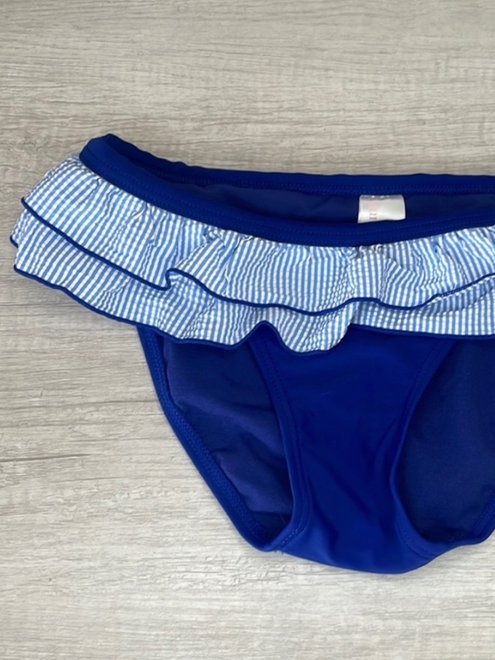 Lauren James Blue Ruffle Stripe Swim Bottoms